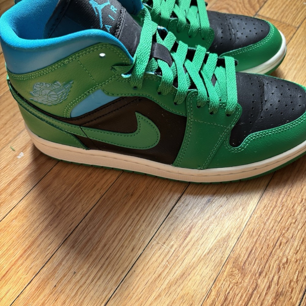 Nike Air Jordan 1 Mid Green Black Blue BQ6472-033 Size 8.5 Women's Excellent - Picture 15 of 15